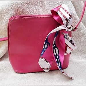 Vera Pelle Italian Pink Leather Crossbody Bag Shoulder Purse